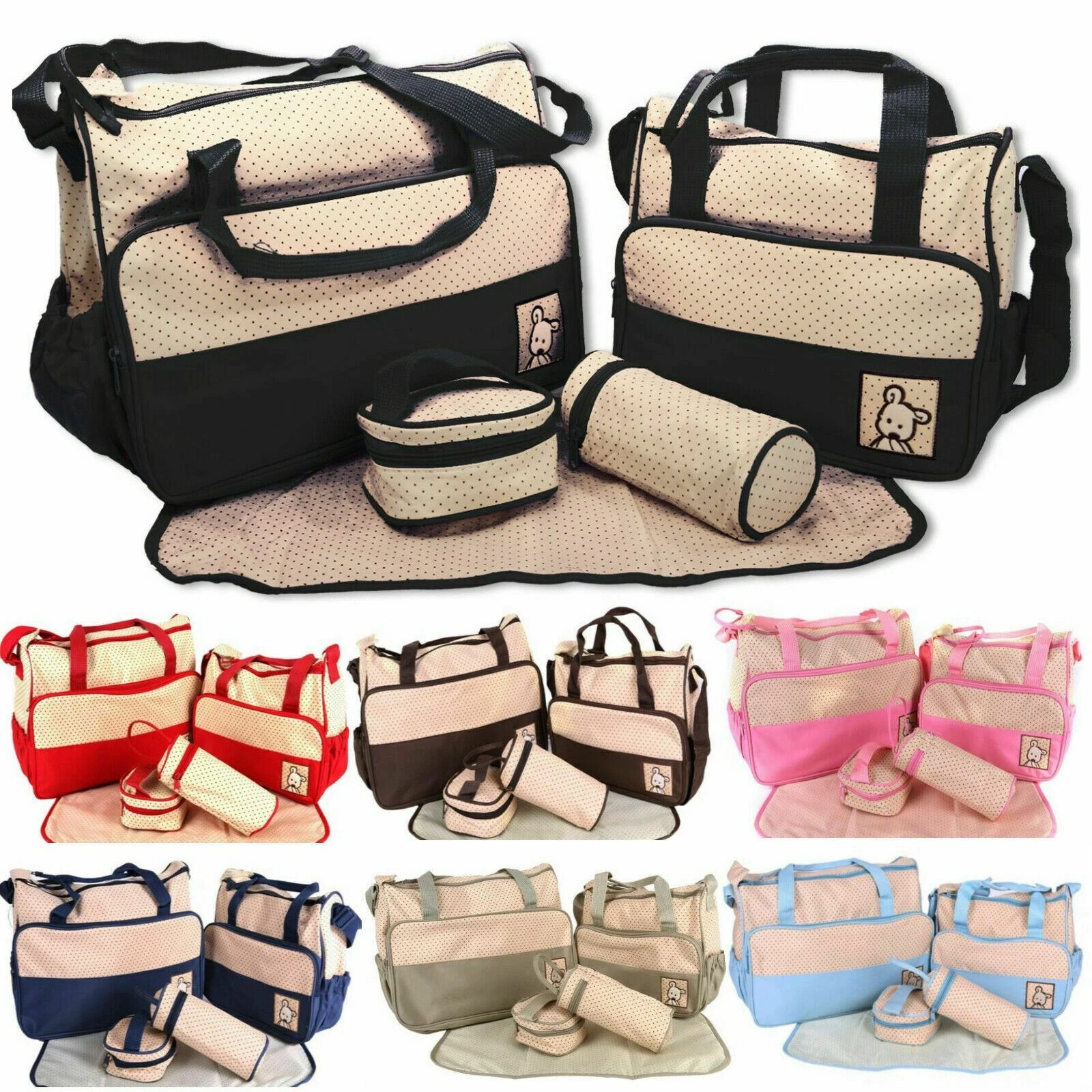 Large 5pcs Baby Nappy Changing Bag